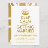 UK Union Jack Wedding Britain Gold Crown Aankondiging (Voorkant / Achterkant)
