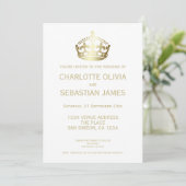 UK Union Jack Wedding Britain Gold Crown Aankondiging (Staand voorkant)