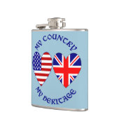 UK USA Hart Vlaggen Mijn Land Mijn Erfgoed Heupfles (Links)