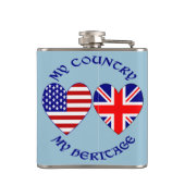 UK USA Hart Vlaggen Mijn Land Mijn Erfgoed Heupfles (Achterkant)