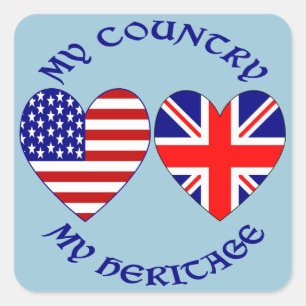 UK USA Mijn land Mijn erfgoed Vierkante Sticker