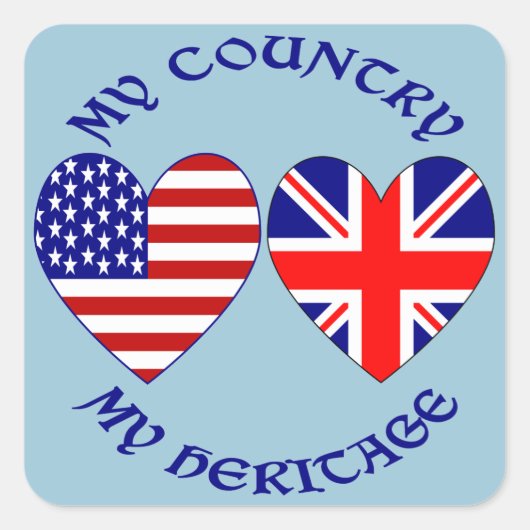 UK USA My Country My Heritage Vierkante Sticker (Voorkant)