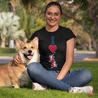 UK Vertical I Love United Kingdom Flag Map Womens T-shirt