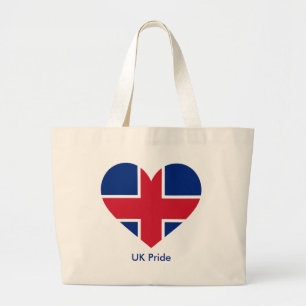 UK-vlag hart Britse liefde cadeau Grote Tote Bag