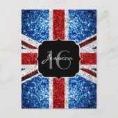 UK vlag rood wit blauw glinstertjes glinstertjes S Briefkaart (Voorkant)