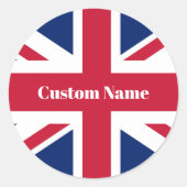 UK-vlagsticker - Aangepaste naam Britse cadeau-eti Ronde Sticker (Voorkant)