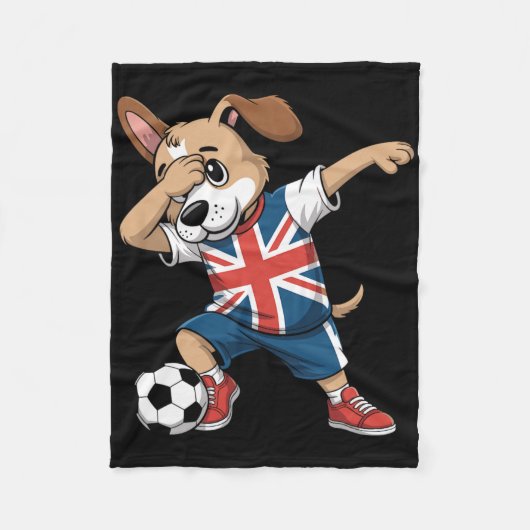 Uk Voetbal Dabbing Hond Union Jack Fleece Deken (Voorkant)
