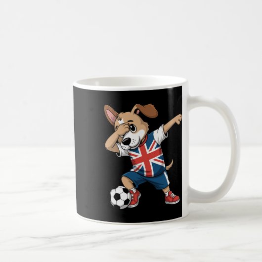 Uk Voetbal Dabbing Hond Union Jack Koffiemok (Rechts)