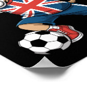 Uk Voetbal Dabbing Hond Union Jack  Poster (Hoek)