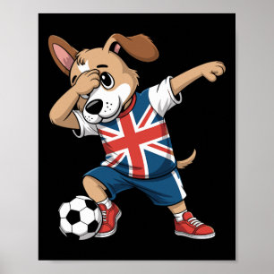 Uk Voetbal Dabbing Hond Union Jack Poster