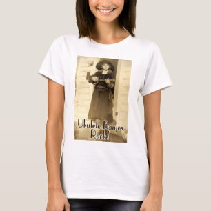 Uke Banjos Rock-draagtas voor dames met lange mouw T-shirt