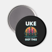 Uke heeft deze grappige Ukulele Player Guitar Musi Magneet (Voorkant / Achterkant)