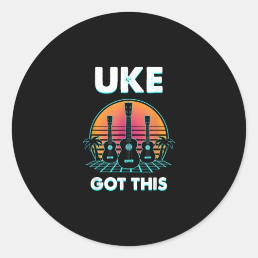 Uke heeft deze grappige Ukulele Player Guitar Musi Ronde Sticker (Voorkant)