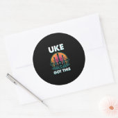 Uke heeft deze grappige Ukulele Player Guitar Musi Ronde Sticker (Envelop)