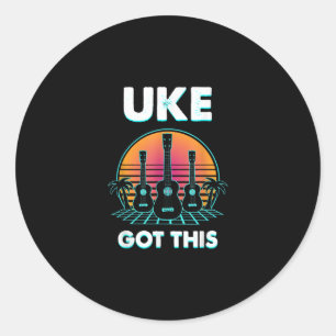 Uke heeft deze grappige Ukulele Player Guitar Musi Ronde Sticker