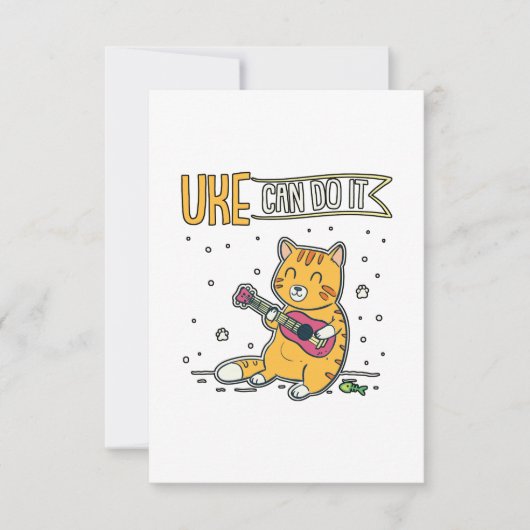 UKE kan het doen met Ukulele Ukelele Cat Guitar Mu Bedankkaart (Voorkant)