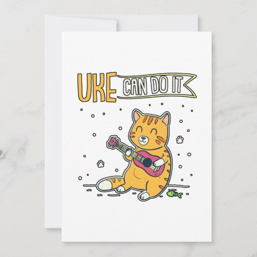 UKE kan het doen met Ukulele Ukelele Cat Guitar Mu Bedankkaart (Voorkant)