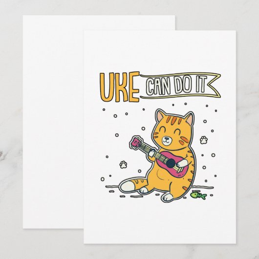 UKE kan het doen met Ukulele Ukelele Cat Guitar Mu Bedankkaart (Voorkant / Achterkant)