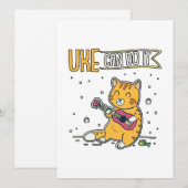 UKE kan het doen met Ukulele Ukelele Cat Guitar Mu Feestdagenkaart (Voorkant / Achterkant)