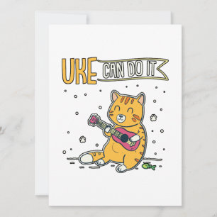 UKE kan het doen met Ukulele Ukelele Cat Guitar Mu Feestdagenkaart