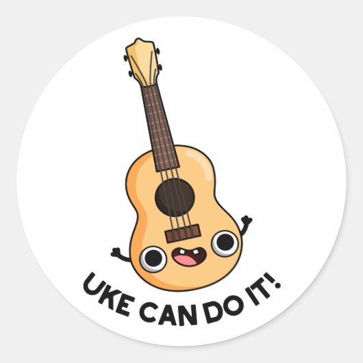 Uke kan het grappige positieve ukelele woordspelin ronde sticker (Voorkant)