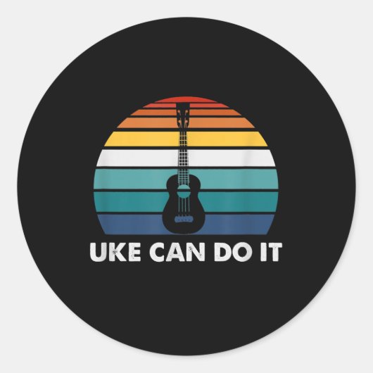Uke kan het schitterend doen : Ukulele Player Guit Ronde Sticker (Voorkant)