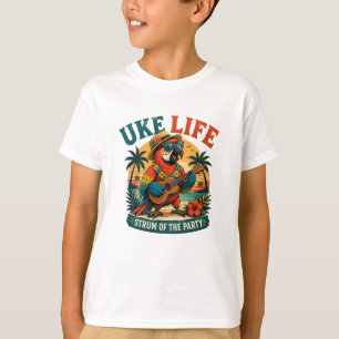 Uke Life Papegaai – Ukulele Vogel met Eiland Vibe T-shirt
