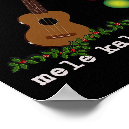 Uke Mele Kalikimaka Ukulele Kerstliedjes Aloha Poster (Hoek)