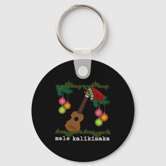 Uke Mele Kalikimaka Ukulele Kerstliedjes Aloha Sleutelhanger (Voorkant)