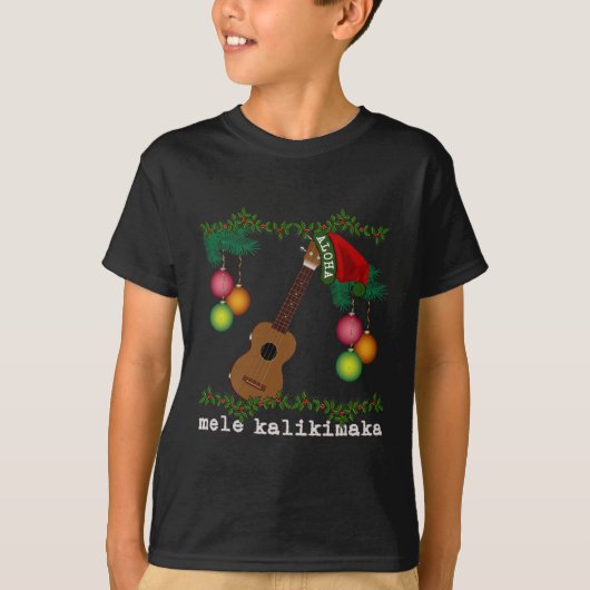 Uke Mele Kalikimaka Ukulele Kerstliedjes Aloha T-shirt (Voorkant)