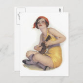 Uke Playing Flapper Postcard Briefkaart (Voorkant / Achterkant)