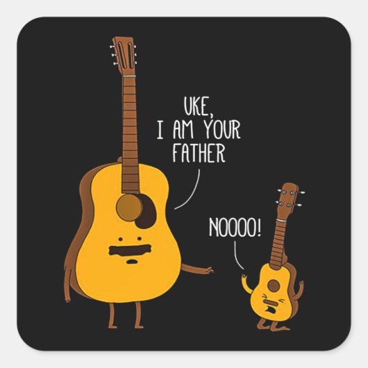 Uke Ukulele Ik ben je vader papa Gift Vierkante Sticker (Voorkant)