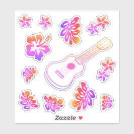 Ukelele & Bloemen op maat gemaakte vinyl sticker
