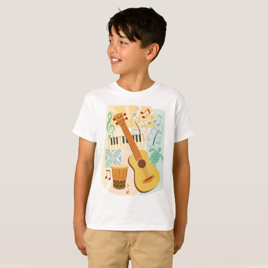 Ukelele Colage T-shirt (Voorkant volledig)