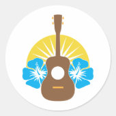 Ukelele hibiscus ronde sticker (Voorkant)