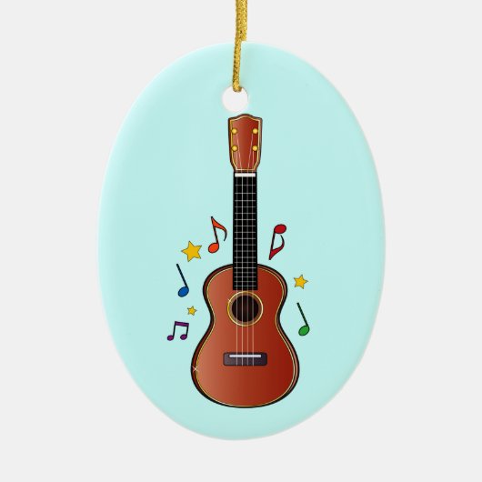 Ukelele op Blue! Keramisch Ornament (Voorkant)