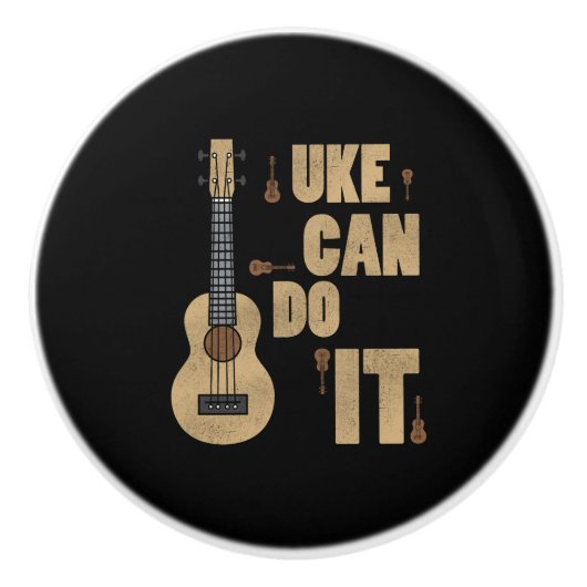 Ukelele Pun Uke kan het grappige Hawaiiaanse spele Keramische Knop (Voorkant)