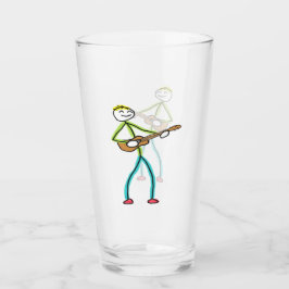 Ukelele spelende Stickman Glas