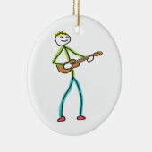 Ukelele spelende Stickman Keramisch Ornament (Rechts)