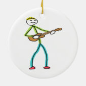 Ukelele spelende Stickman Keramisch Ornament (Achterkant)