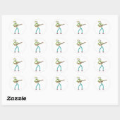 Ukelele spelende Stickman Ronde Sticker (Vel)
