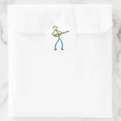 Ukelele spelende Stickman Ronde Sticker (Tas)