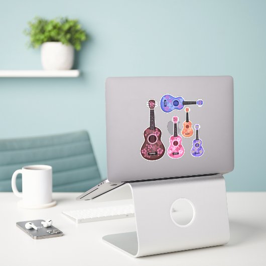 Ukelele stickers (Laptop op bureau)