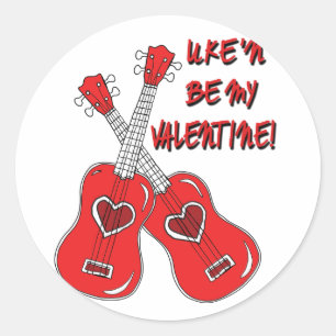 Uke'n zijn mijn Valentijn ukulele hart Ronde Sticker