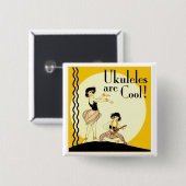 Ukes zijn Cool. Knoop Vierkante Button 5,1 Cm (Voorkant /achterkant)