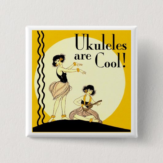 Ukes zijn Cool. Knoop Vierkante Button 5,1 Cm (Voorkant)