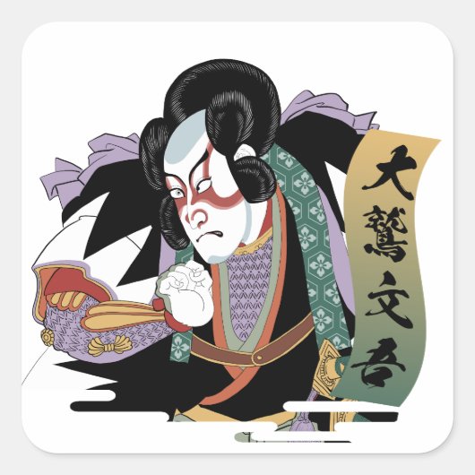 Ukiyo-e Art of Kabuki Vierkante Sticker (Voorkant)