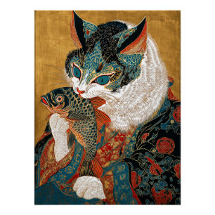 Ukiyo-e Cat Japanse kunst Perfect Poster
