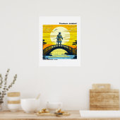 Ukiyo-e geel en zwart houtblok natuur poster (Keuken)