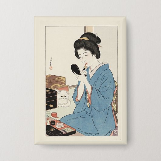 Ukiyo-e Geïnspireerd – Dramatisch JAPAN Button (Voorkant)